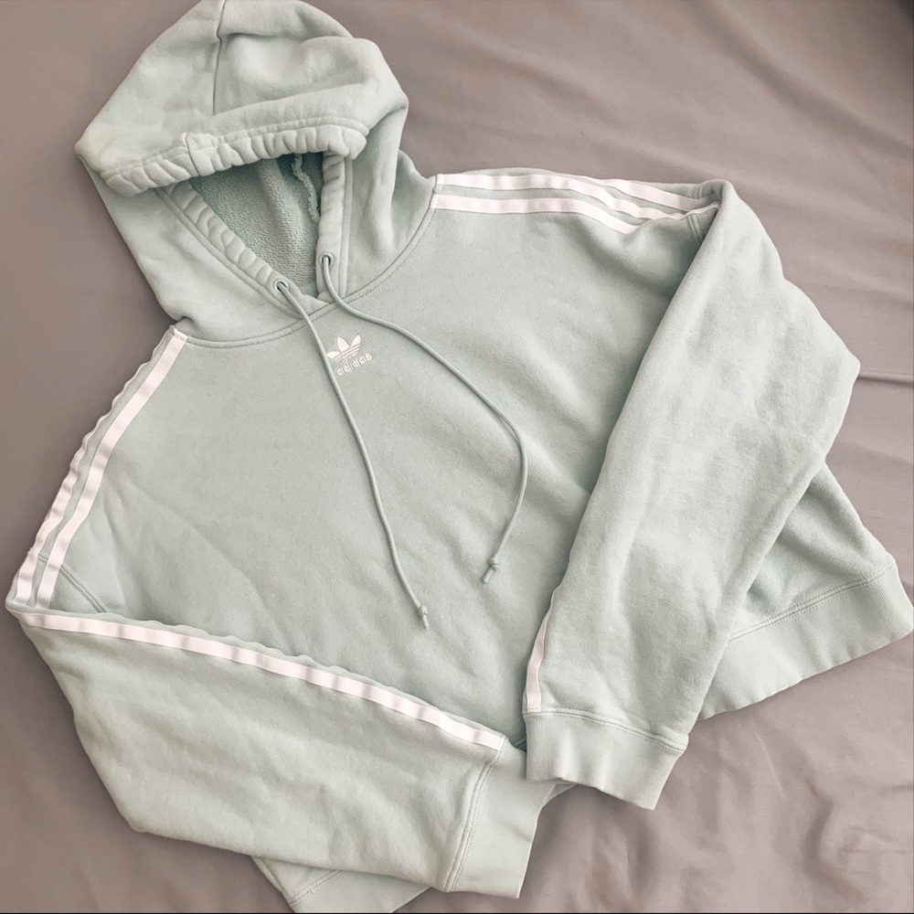 Adidas Teal Cropped Hoodie